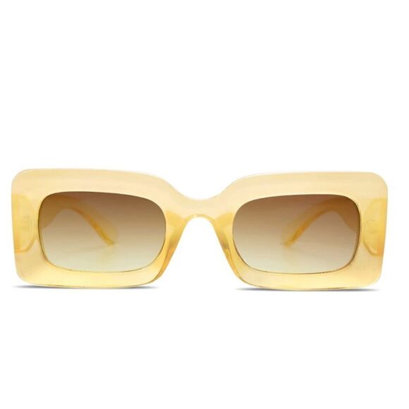 Translucent Yellow Chunky Square Sunglasses - Picture 3 of 4